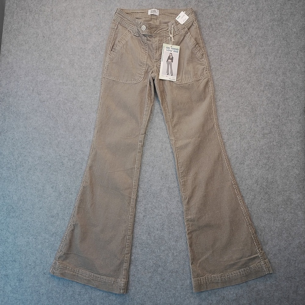 Simple Society Tan Corduroy Low Rise Flare Pants Size 00/23 NWT
